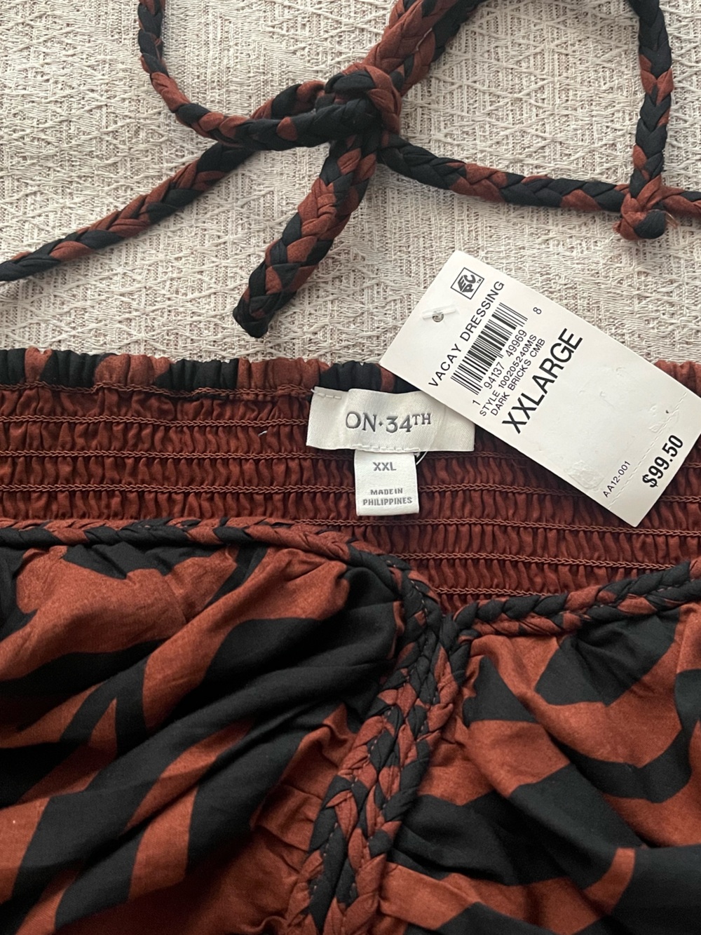 Halter Maxi Dress in Rust and Black Quiet Luxury Coastal NWT - Picture 2 of 3